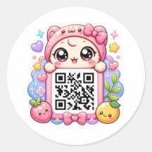 かわいいピンクのQRコードキャラクター フローラルパステルR