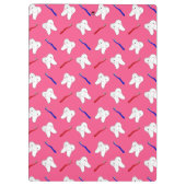 かわいいピンクのtoothburshesおよび歯パターン クリップボード (裏面)