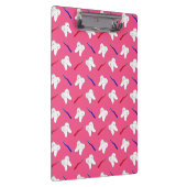 かわいいピンクのtoothburshesおよび歯パターン クリップボード (右)