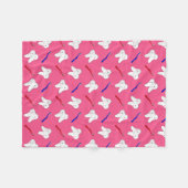 かわいいピンクのtoothburshesおよび歯パターン フリースブランケット (正面(横))