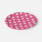 かわいいピンクのtoothburshesおよび歯パターン ペーパープレート (アングル)
