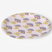 かわいいピンクのUFOパターン ペーパープレート (アングル)