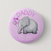 かわいいピンクは象を風船のようにふくらませますベビーシャワーによってがパパにある 缶バッジ (正面)