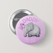 かわいいピンクは象を風船のようにふくらませますベビーシャワーによってがパパにある 缶バッジ (正面&裏面)