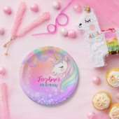 かわいいピンクアクアユニコーンの誕生日 ペーパープレート (パーティー)