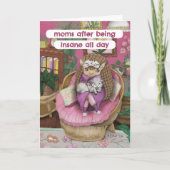 かわいいピンクアルマジロ母性ミーム母の日 カード (正面)