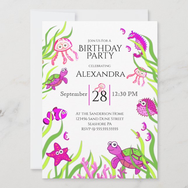 かわいいピンクアンダーザシーガール誕生日パーティー (正面)