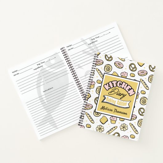 かわいいピンクイエローキッチンダイアリーベーキング版 ノートブック (内部)