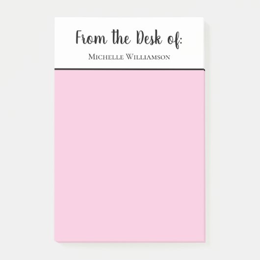 かわいいピンクエレガントのタイポグラフィの机から ポストイット (正面)