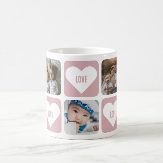 かわいいピンクカスタムのの写真ラブマグとハート コーヒーマグカップ (中央)