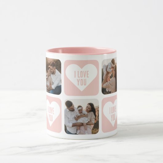 かわいいピンクカスタムの写真愛してるマグ マグカップ (中央)