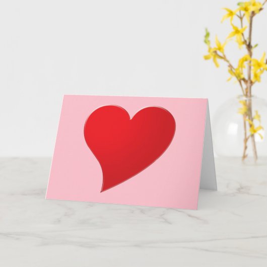 かわいいピンクカスタムの赤いハートスクリプトバレンタインデー カード (黄色い花)