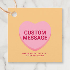 かわいいピンクカスタム色のメッセージ会話ハート フェイバータグ