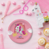かわいいピンクカスタム色の誕生日パーティー5th Unicorn ペーパープレート (パーティー)