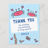 かわいいピンクカニ海獣ガール誕生日ありがとう ポストカード (正面)