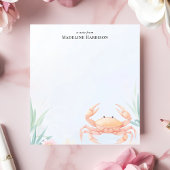 かわいいピンクカニ航海のビーチパーソナライズされた名 ノートパッド