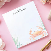 かわいいピンクカニ航海のビーチパーソナライズされた名 ノートパッド