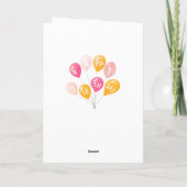 かわいいピンクカラフルバルーン女の子誕生日 カード (裏面)