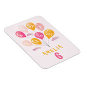 かわいいピンクカラフルバルーン女の子誕生日 マグネット (右側)