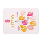 かわいいピンクカラフルバルーン女の子誕生日 マグネット (横)