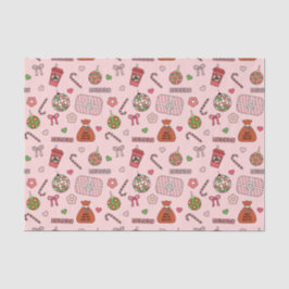 かわいいピンクカラフルレトロクリスマス 薄葉紙