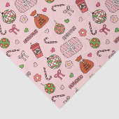 かわいいピンクカラフルレトロクリスマス 薄葉紙 (詳細)