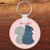 かわいいピンクカントリースタイルリス赤ちゃん女の子 キーホルダー (正面)