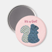 かわいいピンクカントリースタイルリス赤ちゃん女の子 マグネット (正面/裏面)