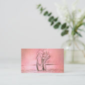 かわいいピンクガーリーのカスタムバレエ用スリッパ 名刺 (スタンド正面)