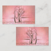 かわいいピンクガーリーのカスタムバレエ用スリッパ 名刺 (正面/裏面)