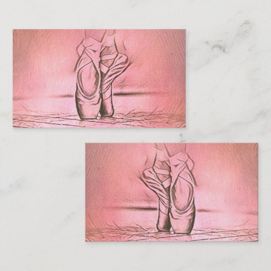 かわいいピンクガーリーのカスタムバレエ用スリッパ 名刺 (正面/裏面)