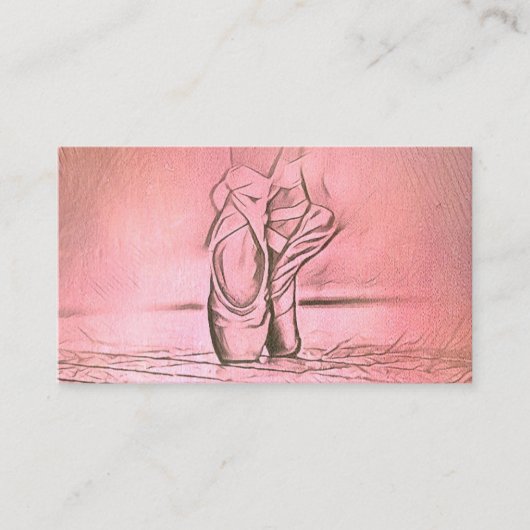 かわいいピンクガーリーのカスタムバレエ用スリッパ 名刺 (正面)
