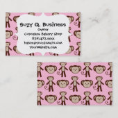 かわいいピンクガーリーのサルの少女のコラージュ柄 名刺 (正面/裏面)