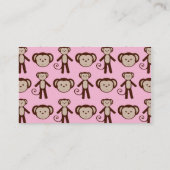 かわいいピンクガーリーのサルの少女のコラージュ柄 名刺 (裏面)