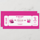 かわいいピンクガーリーグリッター誕生日 招待状 (正面/裏面)