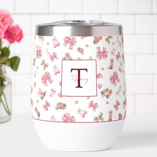 かわいいピンクガーリー女性のカーボーイブーツ帽子と弓