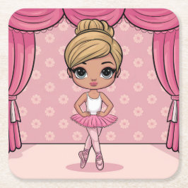 かわいいピンクガールバレエ団 スクエアペーパーコースター