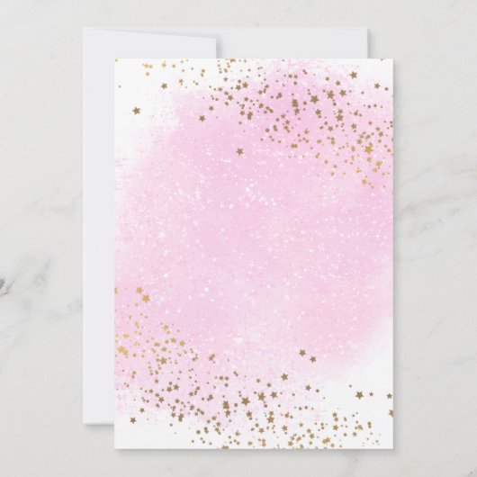 かわいいピンクガールパーティー宇宙飛行士誕生日 招待状 (裏面)