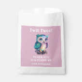 かわいいピンクガールフクロウ誕生日ありがとう フェイバーバッグ (正面)