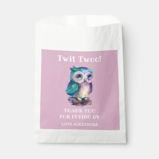 かわいいピンクガールフクロウ誕生日ありがとう フェイバーバッグ (正面)