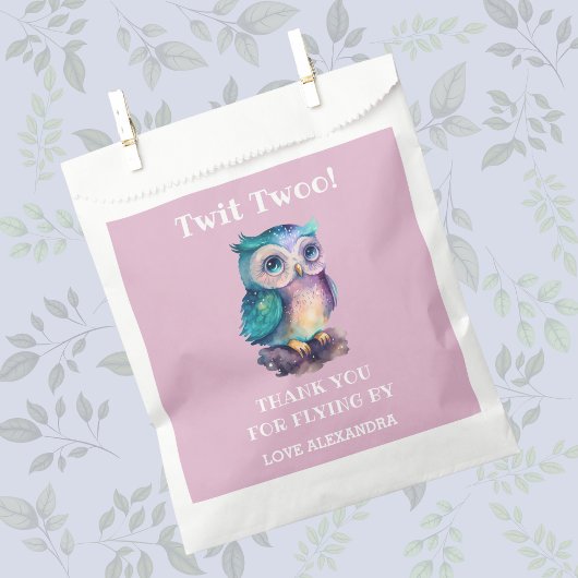 かわいいピンクガールフクロウ誕生日ありがとう フェイバーバッグ