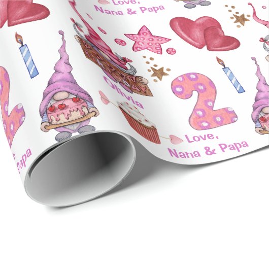 かわいいピンクガール格言2歳誕生日 ラッピングペーパー (ロールコーナー)