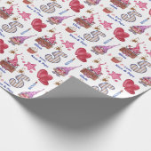 かわいいピンクガール格言5歳誕生日 ラッピングペーパー (角)