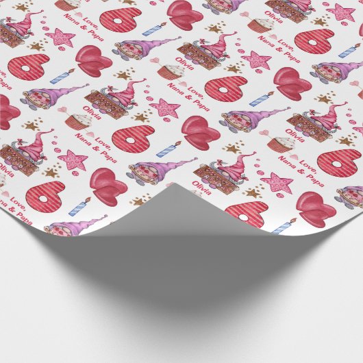 かわいいピンクガール格言6歳誕生日 ラッピングペーパー (角)