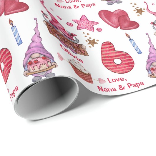 かわいいピンクガール格言6歳誕生日 ラッピングペーパー (ロールコーナー)