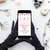 かわいいピンクキッズハローウィンパーティ 招待状