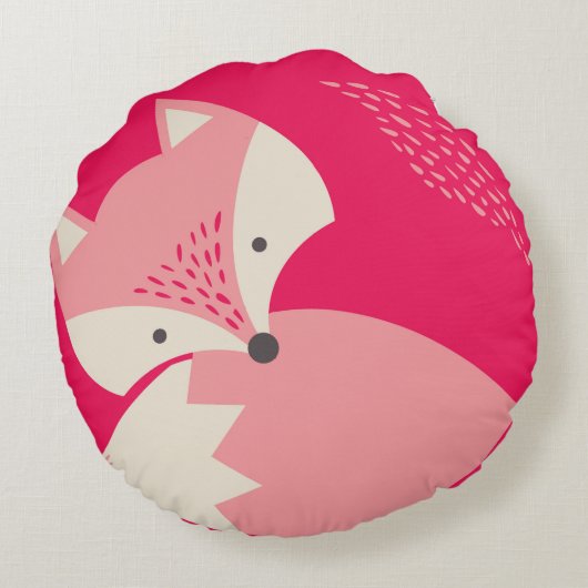 かわいいピンクキツネ漫画ラウンドピロー子供へ ラウンドクッション (裏面)