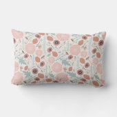 かわいいピンククリームリピート植物花プリント ランバークッション (裏面)