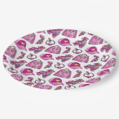 かわいいピンククールの女の子 ペーパープレート (アングル)