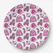 かわいいピンククールの女の子 ペーパープレート (正面)